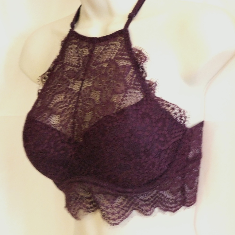 Victoria's Secret Pink Lace High Neck Push-Up Bra